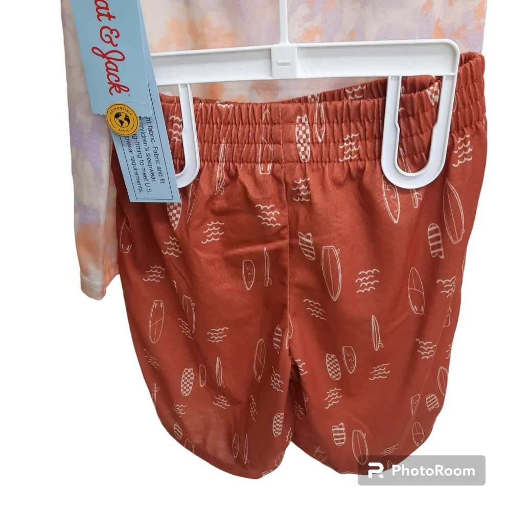 Cat Jack Pajamas Set Surfboard Tie Dye Tank Top Shorts Size 6/7 Boy's NEW